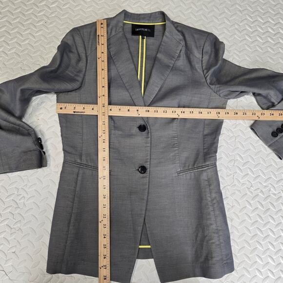 Lafayette 148 Blazer Womens 8 Cotton Slate Gray Shimmer Two Button Corpcore Prep - Picture 8 of 12